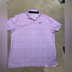 Nike Dri-Fit Golf Tour Camo Polo Shirt Pink Blue Mens Size x Large DR5306-663